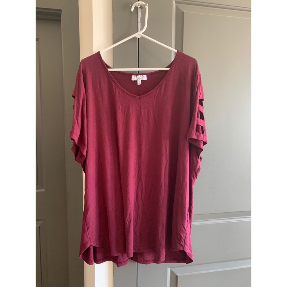 Meera Lane - Ladder Sleeve Burgundy Top - Size 4X